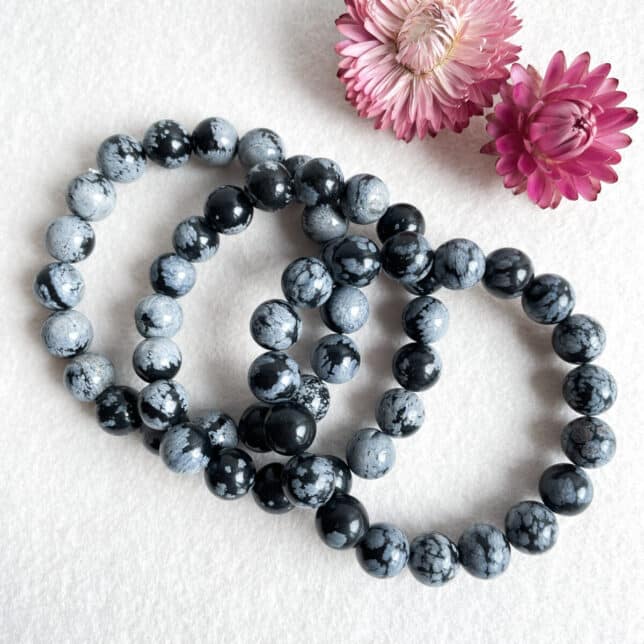 Armband sneeuwvlok obsidiaan 10mm