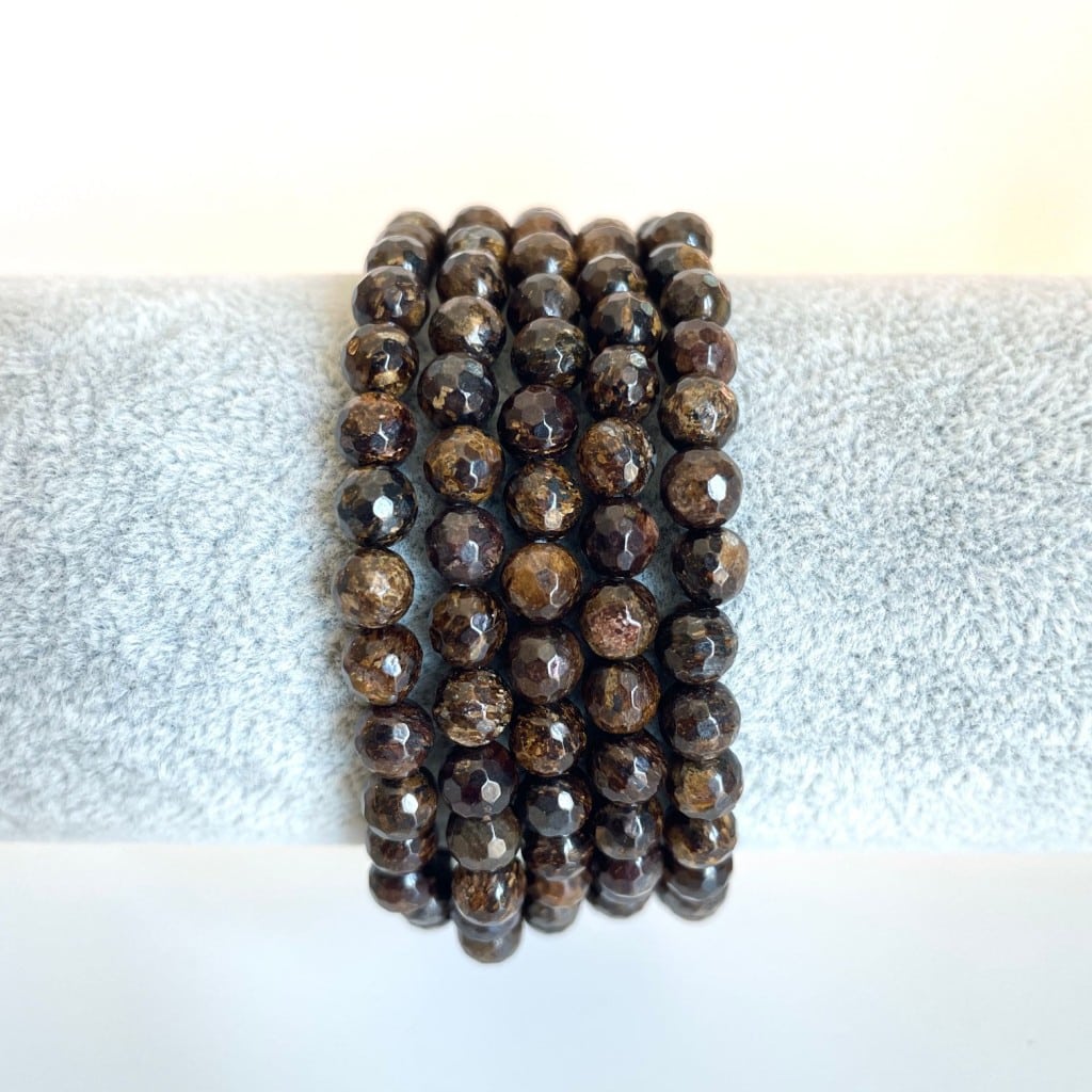 Armband bronziet 6mm facet kraal