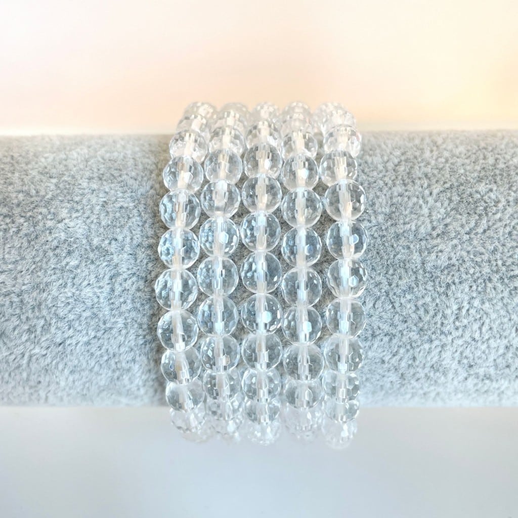 Armband bergkristal 6mm facet kraal