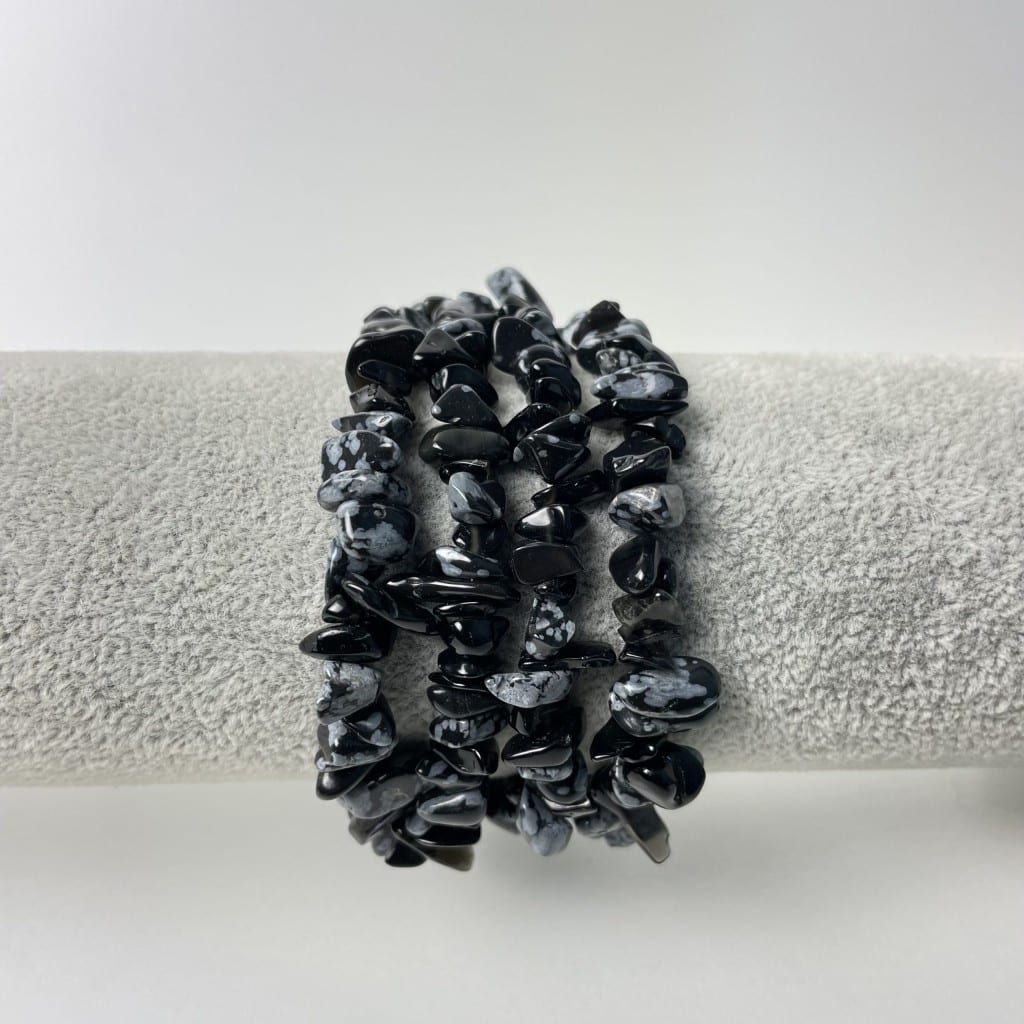 Splitarmband sneeuwvlok obsidiaan