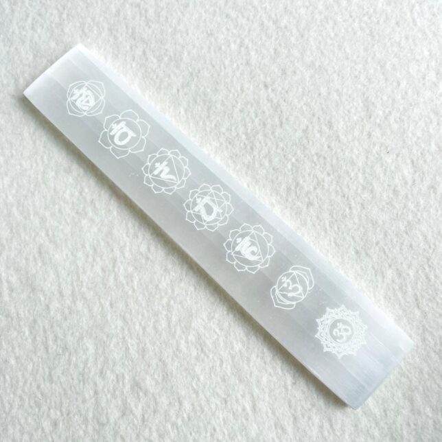 Satijnspaat (seleniet) staaf chakra