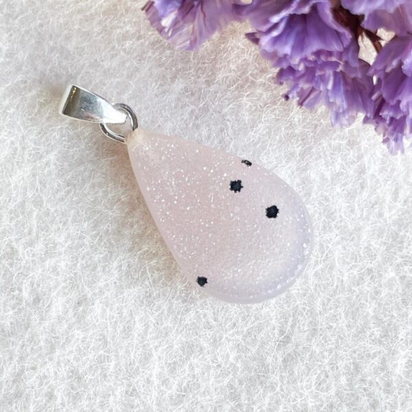 Hanger druzy chalcedoon wit (zilver)