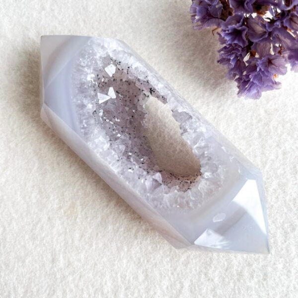 Agaat geslepen dubbeleinder 1