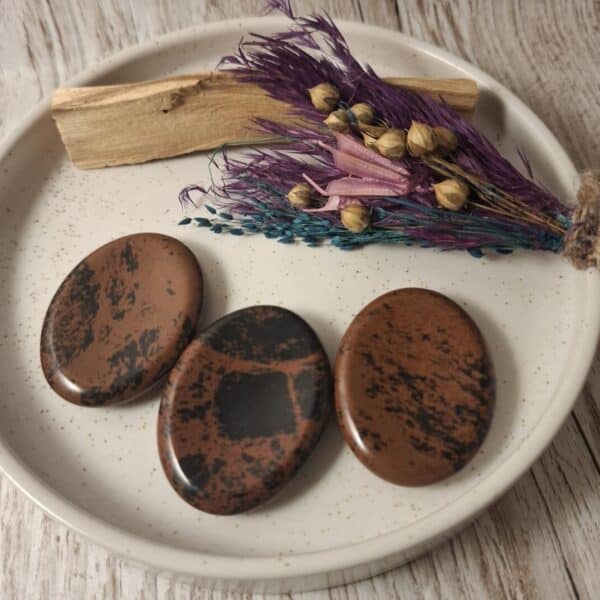 Mahonie Obsidiaan Duimsteen Ovaal