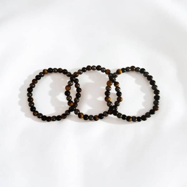 Armband Zwarte Obsidiaan/Hematiet/Tijgeroog 6mm